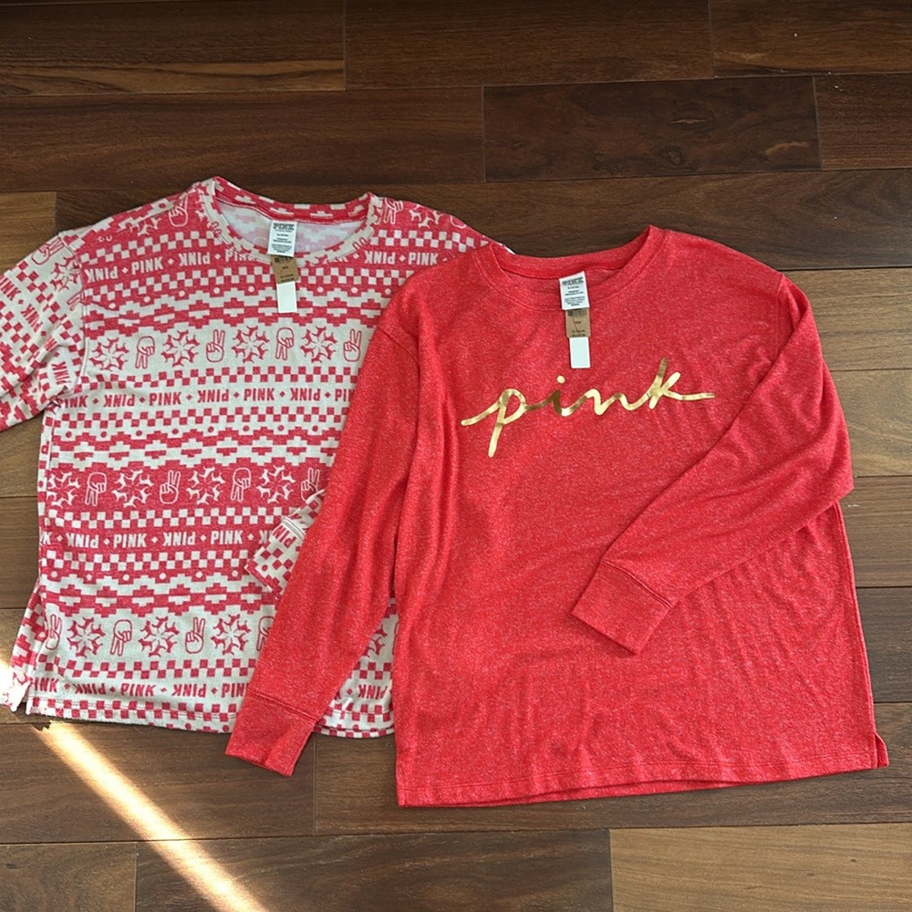 Lot of 2 New Victoria’s Secret PINK pajama tops - M
